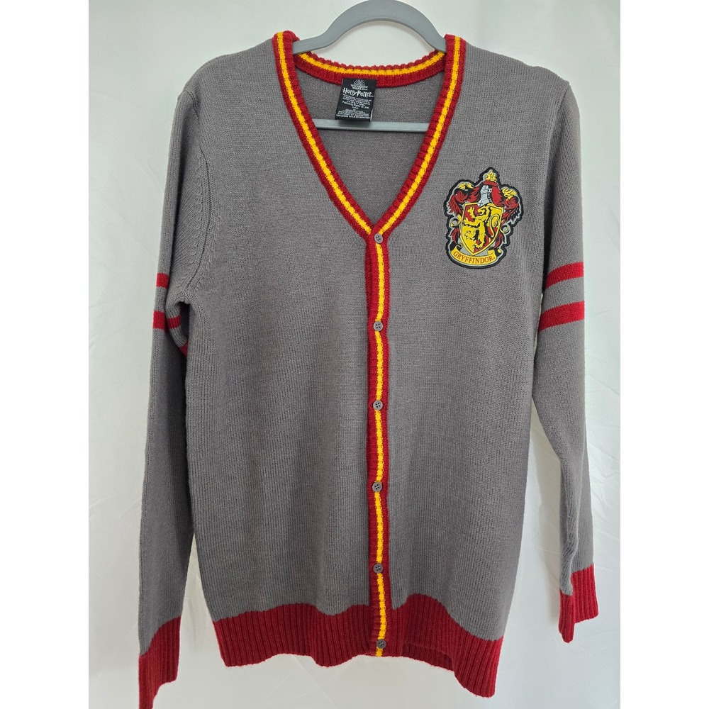 Harry Potter Gryffindor Crest Cardigan‎ Sweater Knit Size M Red Yellow